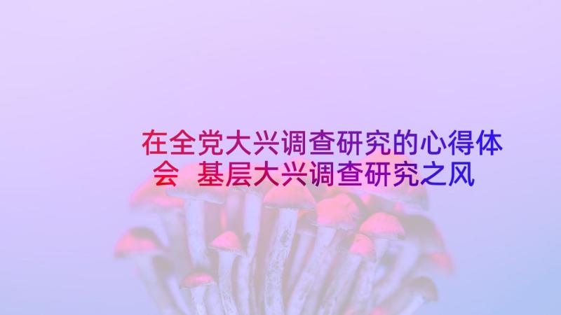 在全党大兴调查研究的心得体会 基层大兴调查研究之风心得体会(精选5篇)