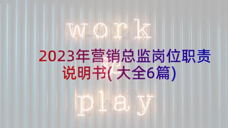 2023年营销总监岗位职责说明书(大全6篇)