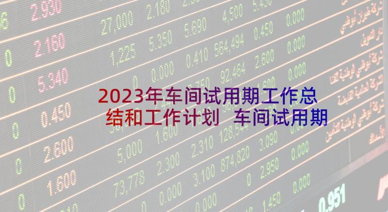 2023年车间试用期工作总结和工作计划 车间试用期工作总结(汇总10篇)