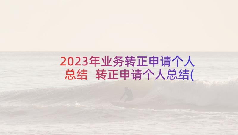 2023年业务转正申请个人总结 转正申请个人总结(模板6篇)