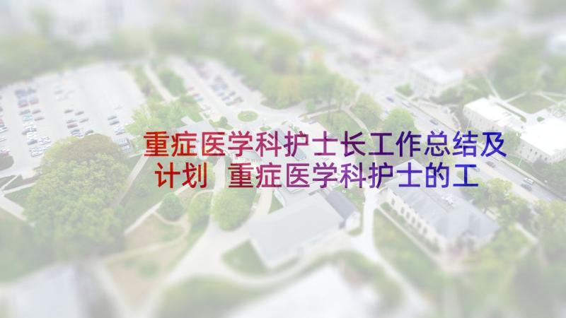 重症医学科护士长工作总结及计划 重症医学科护士的工作总结(汇总5篇)