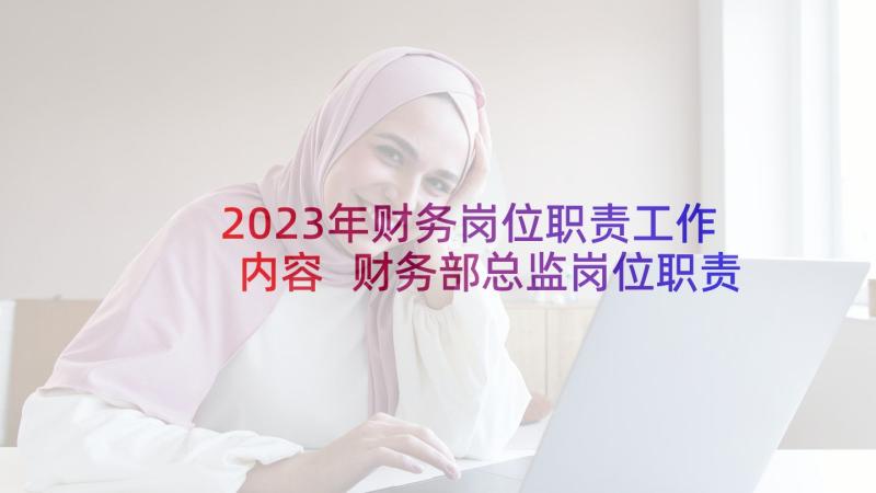 2023年财务岗位职责工作内容 财务部总监岗位职责说明书(大全5篇)