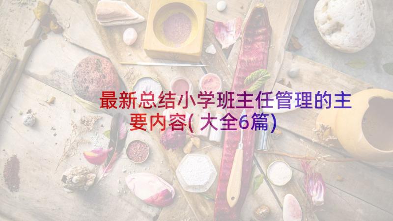 最新总结小学班主任管理的主要内容(大全6篇)