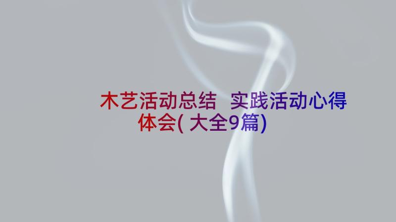 木艺活动总结 实践活动心得体会(大全9篇)