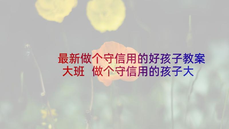 最新做个守信用的好孩子教案大班 做个守信用的孩子大班教案(模板5篇)