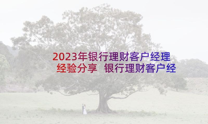 2023年银行理财客户经理经验分享 银行理财客户经理座右铭(实用5篇)