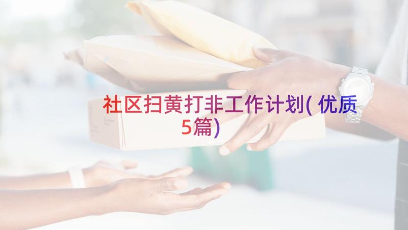 社区扫黄打非工作计划(优质5篇)