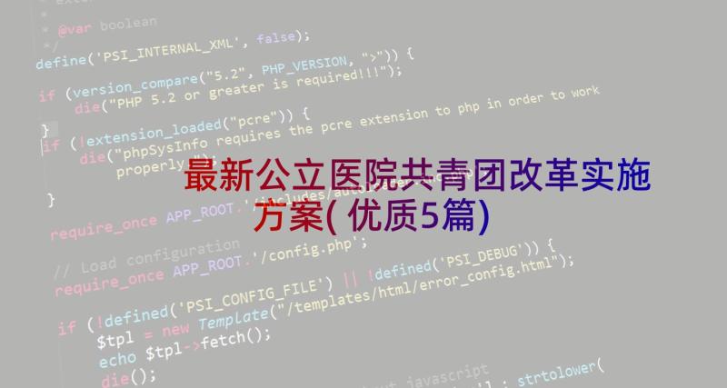 最新公立医院共青团改革实施方案(优质5篇)