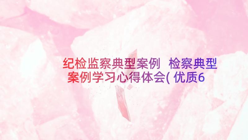 纪检监察典型案例 检察典型案例学习心得体会(优质6篇)