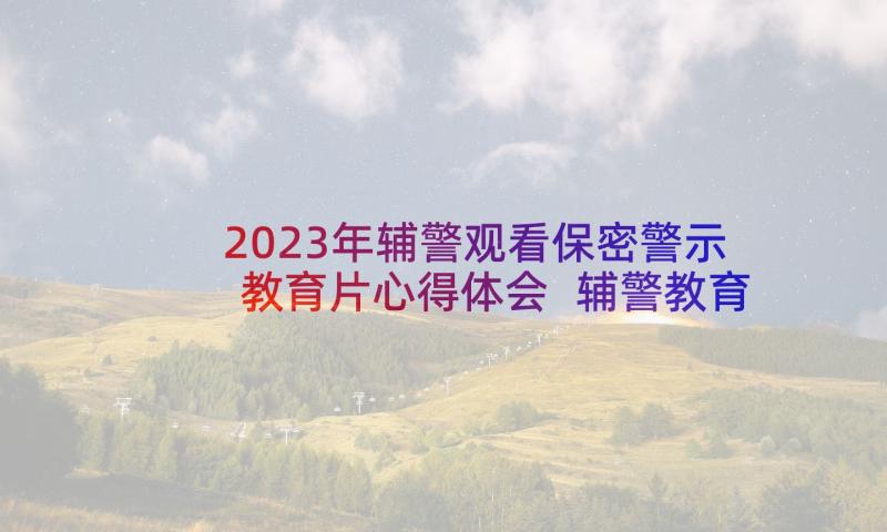 2023年辅警观看保密警示教育片心得体会 辅警教育警示案例心得体会(汇总5篇)