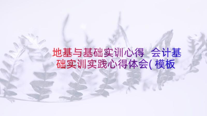 地基与基础实训心得 会计基础实训实践心得体会(模板8篇)