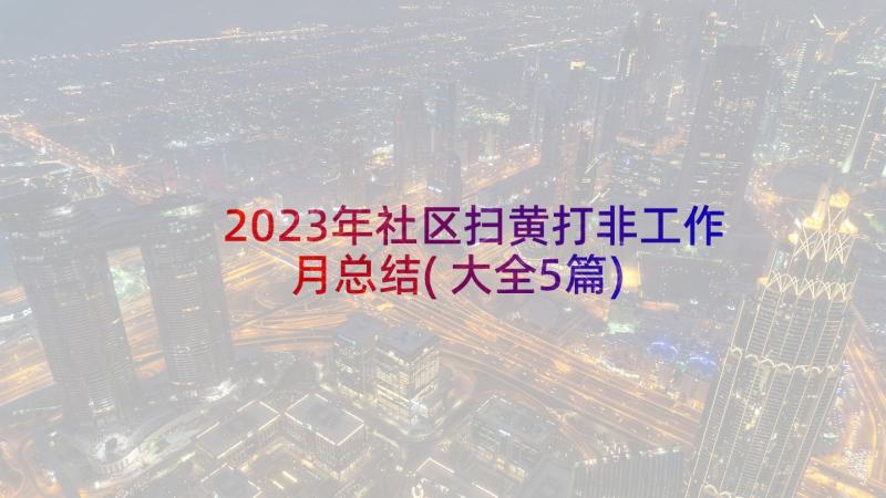 2023年社区扫黄打非工作月总结(大全5篇)