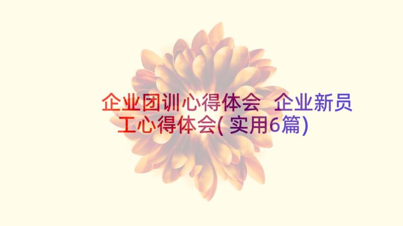 企业团训心得体会 企业新员工心得体会(实用6篇)