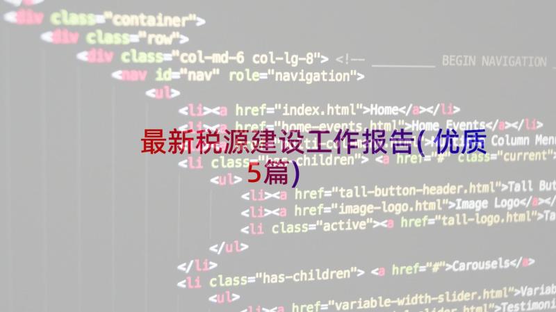 最新税源建设工作报告(优质5篇)