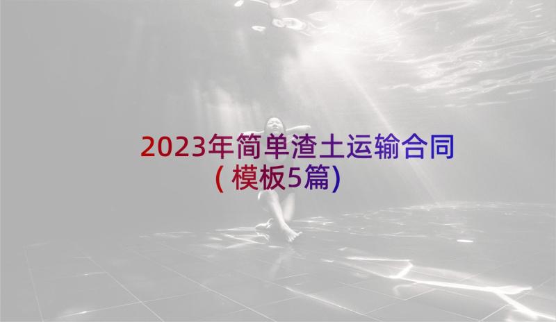 2023年简单渣土运输合同(模板5篇)