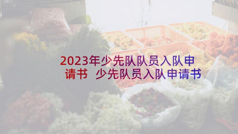 2023年少先队队员入队申请书 少先队员入队申请书(大全9篇)