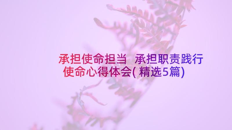 承担使命担当 承担职责践行使命心得体会(精选5篇)