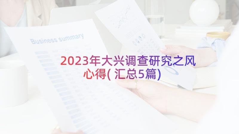 2023年大兴调查研究之风心得(汇总5篇)