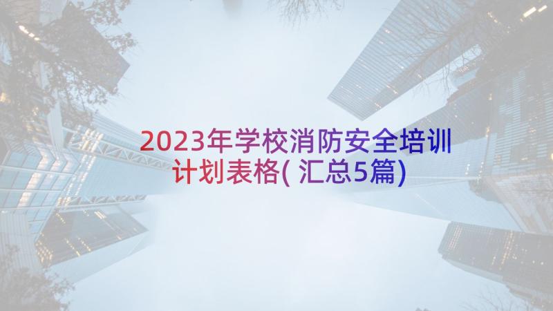 2023年学校消防安全培训计划表格(汇总5篇)