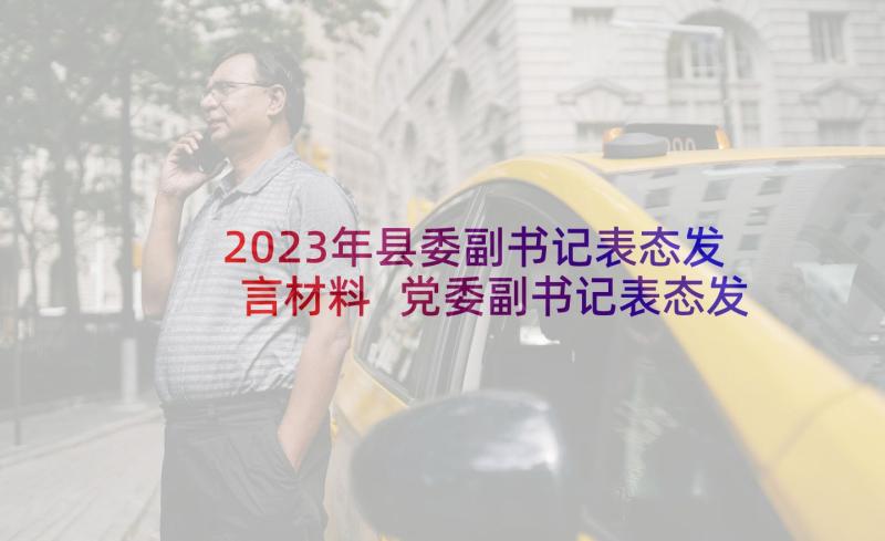 2023年县委副书记表态发言材料 党委副书记表态发言稿(通用5篇)