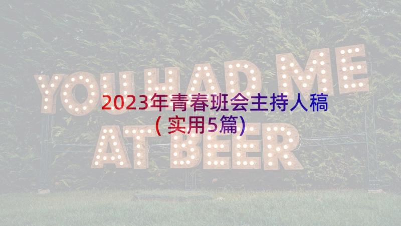 2023年青春班会主持人稿(实用5篇)