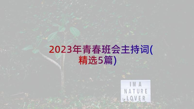 2023年青春班会主持词(精选5篇)