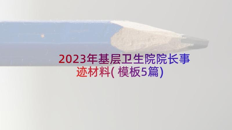 2023年基层卫生院院长事迹材料(模板5篇)