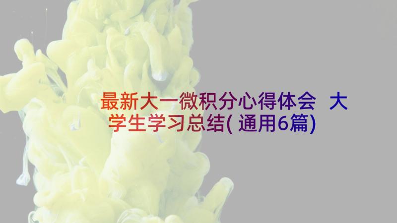 最新大一微积分心得体会 大学生学习总结(通用6篇)