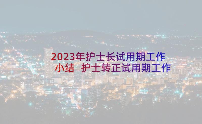 2023年护士长试用期工作小结 护士转正试用期工作小结(精选5篇)