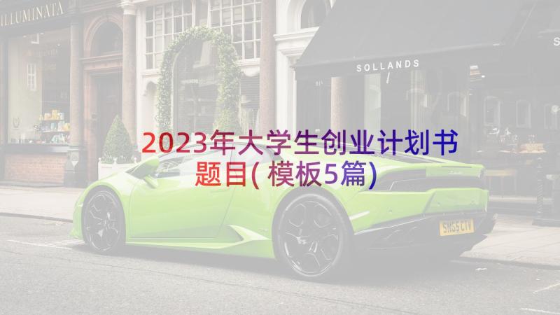 2023年大学生创业计划书题目(模板5篇)