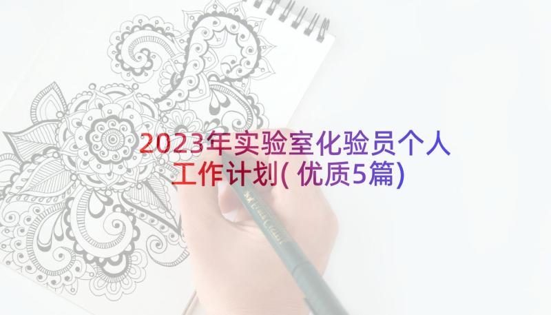 2023年实验室化验员个人工作计划(优质5篇)