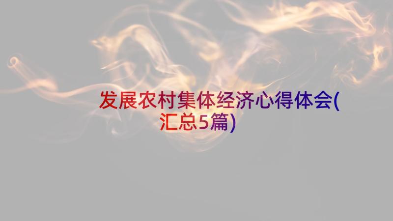 发展农村集体经济心得体会(汇总5篇)