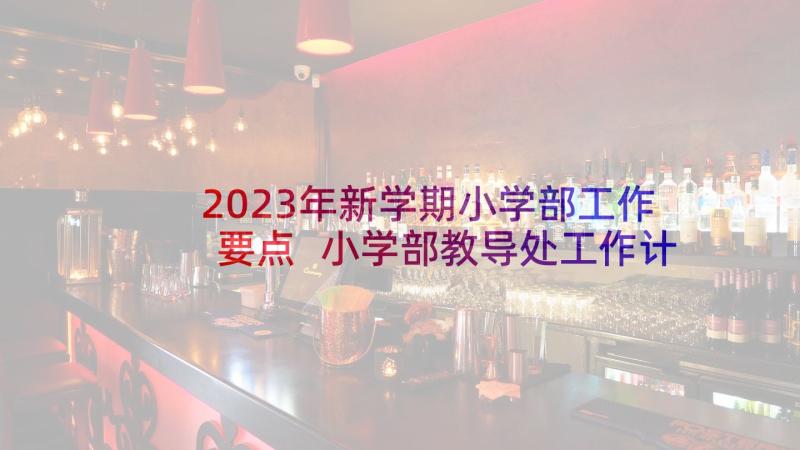 2023年新学期小学部工作要点 小学部教导处工作计划(模板9篇)