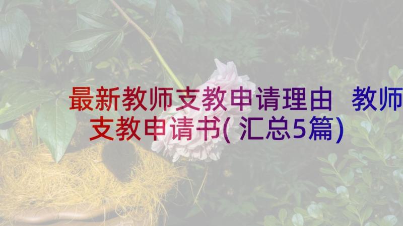 最新教师支教申请理由 教师支教申请书(汇总5篇)