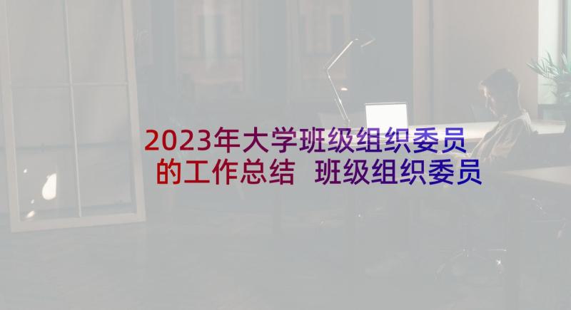 2023年大学班级组织委员的工作总结 班级组织委员工作总结(汇总9篇)