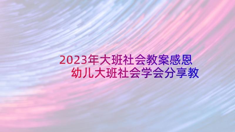 2023年大班社会教案感恩 幼儿大班社会学会分享教案(精选6篇)