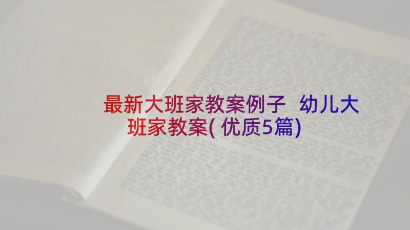 最新大班家教案例子 幼儿大班家教案(优质5篇)