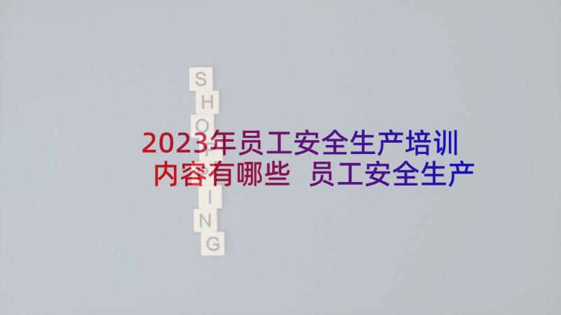 2023年员工安全生产培训内容有哪些 员工安全生产培训心得(精选5篇)