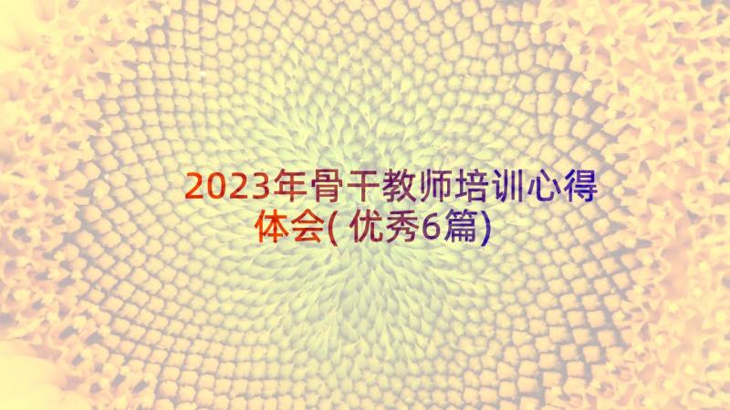 2023年骨干教师培训心得体会(优秀6篇)