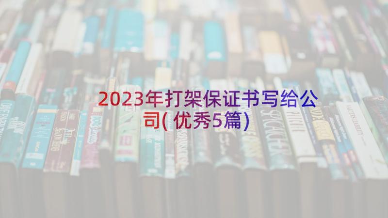 2023年打架保证书写给公司(优秀5篇)