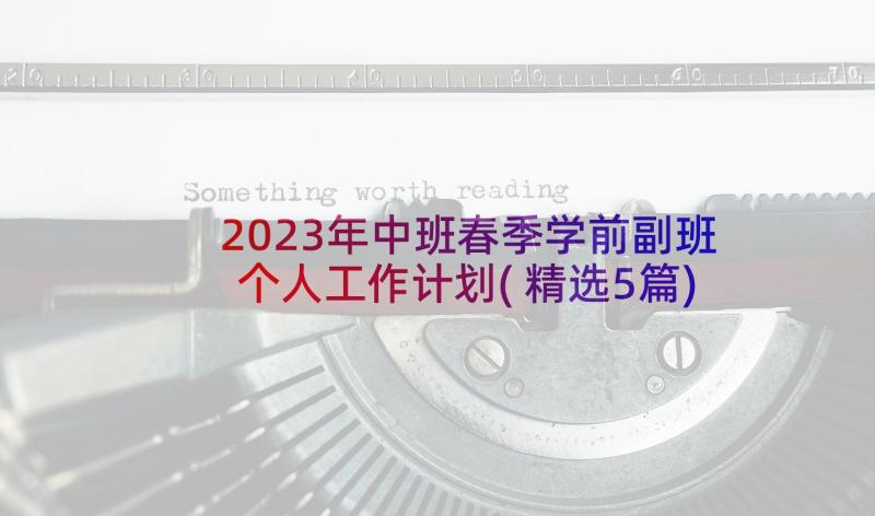 2023年中班春季学前副班个人工作计划(精选5篇)