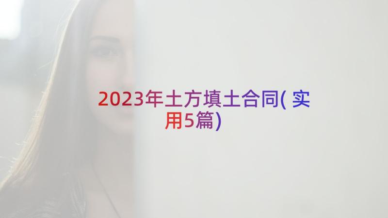 2023年土方填土合同(实用5篇)