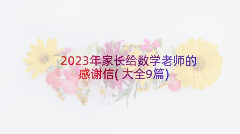 2023年家长给数学老师的感谢信(大全9篇)