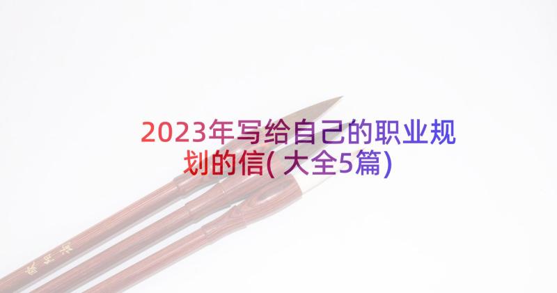 2023年写给自己的职业规划的信(大全5篇)