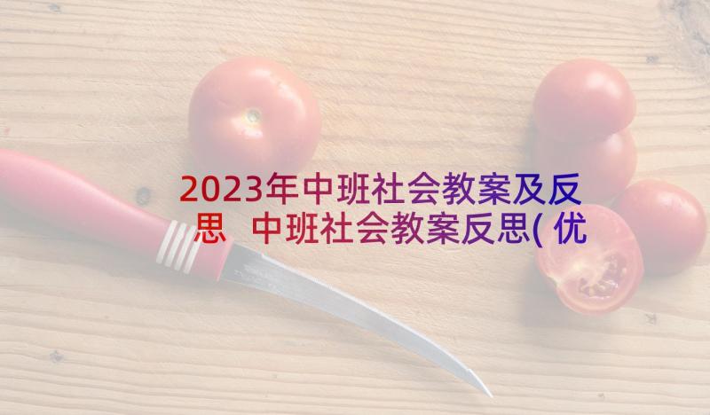 2023年中班社会教案及反思 中班社会教案反思(优质5篇)