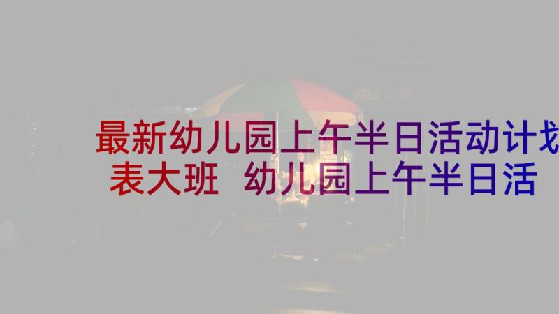 最新幼儿园上午半日活动计划表大班 幼儿园上午半日活动方案(模板5篇)