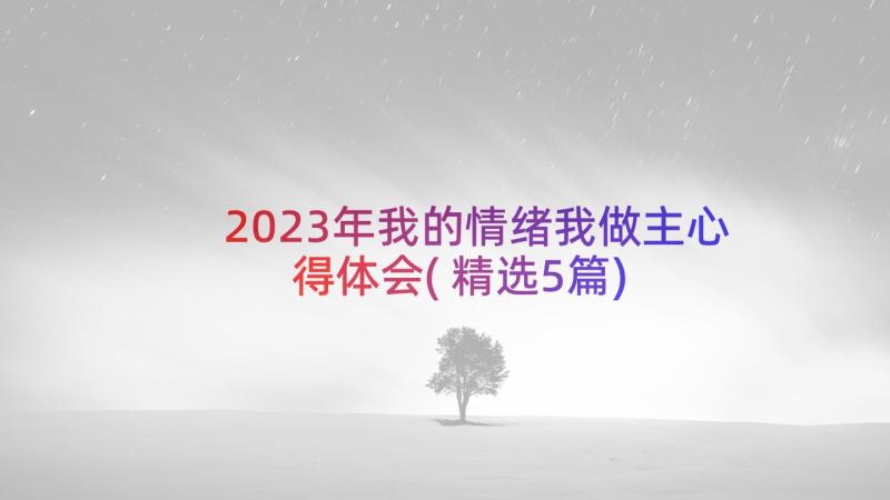 2023年我的情绪我做主心得体会(精选5篇)