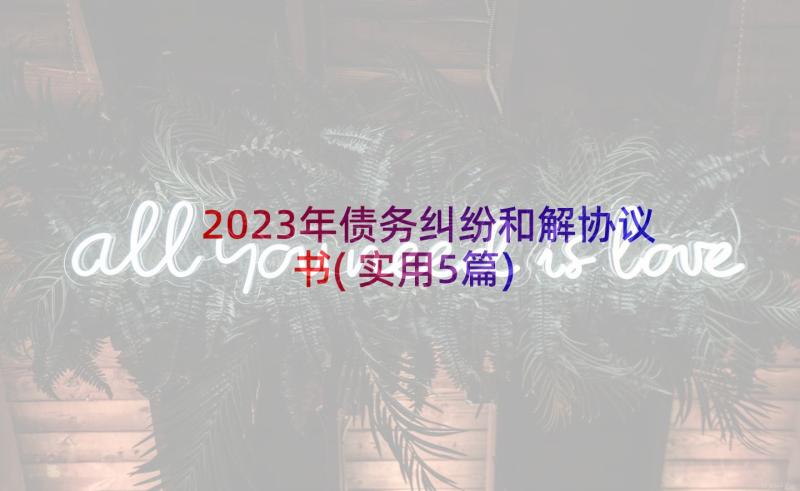 2023年债务纠纷和解协议书(实用5篇)