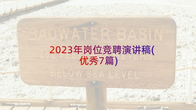 2023年岗位竞聘演讲稿(优秀7篇)