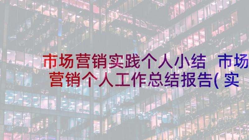 市场营销实践个人小结 市场营销个人工作总结报告(实用5篇)